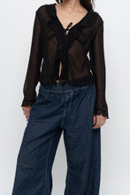 Load image into Gallery viewer, WILFRED x Black Front-Tie Sheer Crop (XS-M)