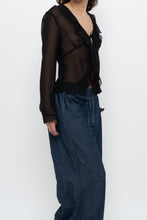 Load image into Gallery viewer, WILFRED x Black Front-Tie Sheer Crop (XS-M)