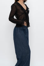 Load image into Gallery viewer, WILFRED x Black Front-Tie Sheer Crop (XS-M)