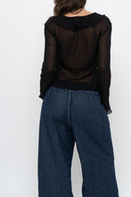 Load image into Gallery viewer, WILFRED x Black Front-Tie Sheer Crop (XS-M)