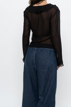 Load image into Gallery viewer, WILFRED x Black Front-Tie Sheer Crop (XS-M)