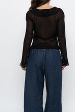 Load image into Gallery viewer, WILFRED x Black Front-Tie Sheer Crop (XS-M)