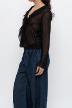 Load image into Gallery viewer, WILFRED x Black Front-Tie Sheer Crop (XS-M)