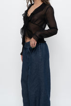 Load image into Gallery viewer, WILFRED x Black Front-Tie Sheer Crop (XS-M)