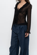 Load image into Gallery viewer, WILFRED x Black Front-Tie Sheer Crop (XS-M)