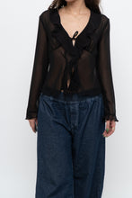 Load image into Gallery viewer, WILFRED x Black Front-Tie Sheer Crop (XS-M)