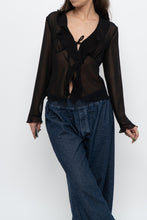 Load image into Gallery viewer, WILFRED x Black Front-Tie Sheer Crop (XS-M)