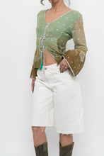 Load image into Gallery viewer, Vintage x Made in India x Green Patterned Silk Blouse (L)