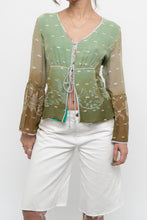 Load image into Gallery viewer, Vintage x Made in India x Green Patterned Silk Blouse (L)