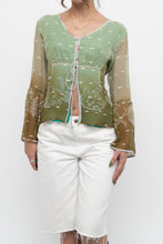 Load image into Gallery viewer, Vintage x Made in India x Green Patterned Silk Blouse (L)