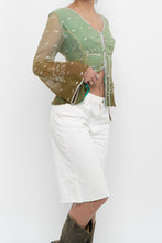 Load image into Gallery viewer, Vintage x Made in India x Green Patterned Silk Blouse (L)