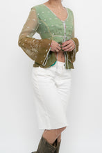 Load image into Gallery viewer, Vintage x Made in India x Green Patterned Silk Blouse (L)