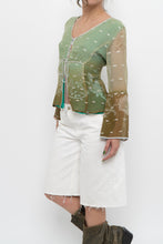Load image into Gallery viewer, Vintage x Made in India x Green Patterned Silk Blouse (L)