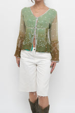 Load image into Gallery viewer, Vintage x Made in India x Green Patterned Silk Blouse (L)