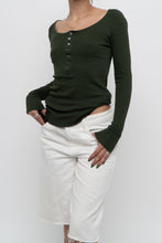 Load image into Gallery viewer, GOLDEN by TNA x Forest Green Ribbed Long Sleeve (S)