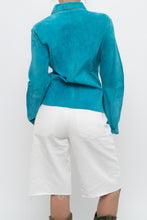 Load image into Gallery viewer, Vintage x EXPRESS Teal Pure Leather Buttonup (M, L)