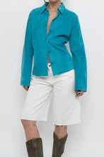 Load image into Gallery viewer, Vintage x EXPRESS Teal Pure Leather Buttonup (M, L)
