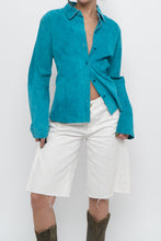 Load image into Gallery viewer, Vintage x EXPRESS Teal Pure Leather Buttonup (M, L)