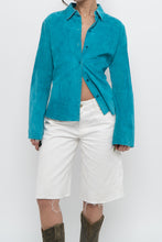 Load image into Gallery viewer, Vintage x EXPRESS Teal Pure Leather Buttonup (M, L)