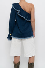 Load image into Gallery viewer, TANYA TAYLOR x Deadstock Denim Frayed Off-Shoulder Top (M, L)