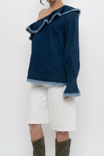 Load image into Gallery viewer, TANYA TAYLOR x Deadstock Denim Frayed Off-Shoulder Top (M, L)