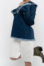 Load image into Gallery viewer, TANYA TAYLOR x Deadstock Denim Frayed Off-Shoulder Top (M, L)