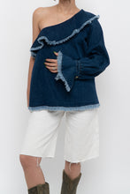 Load image into Gallery viewer, TANYA TAYLOR x Deadstock Denim Frayed Off-Shoulder Top (M, L)