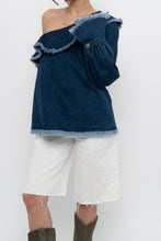 Load image into Gallery viewer, TANYA TAYLOR x Deadstock Denim Frayed Off-Shoulder Top (M, L)