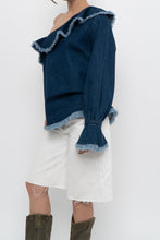 Load image into Gallery viewer, TANYA TAYLOR x Deadstock Denim Frayed Off-Shoulder Top (M, L)