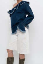 Load image into Gallery viewer, TANYA TAYLOR x Deadstock Denim Frayed Off-Shoulder Top (M, L)