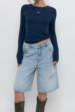 Load image into Gallery viewer, PARADE x Dark Blue Ribbed Long Sleeve (S-L)