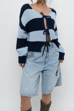 Load image into Gallery viewer, SMASH &amp; TESS x Blue Striped Cotton Cardigan (XS-M)