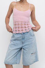 Load image into Gallery viewer, Vintage x LE CHATEAU Baby Pink Floral Crochet Tank (M)