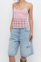 Load image into Gallery viewer, Vintage x LE CHATEAU Baby Pink Floral Crochet Tank (M)