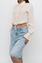 Load image into Gallery viewer, Vintage x EMANUEL UNAGRO Cropped Cream Silk Blouse (XS, S)