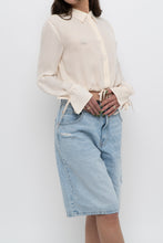 Load image into Gallery viewer, Vintage x EMANUEL UNAGRO Cropped Cream Silk Blouse (XS, S)