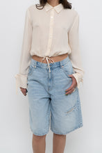 Load image into Gallery viewer, Vintage x EMANUEL UNAGRO Cropped Cream Silk Blouse (XS, S)