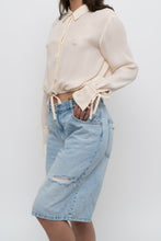 Load image into Gallery viewer, Vintage x EMANUEL UNAGRO Cropped Cream Silk Blouse (XS, S)