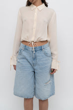 Load image into Gallery viewer, Vintage x EMANUEL UNAGRO Cropped Cream Silk Blouse (XS, S)
