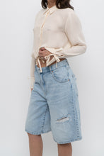 Load image into Gallery viewer, Vintage x EMANUEL UNAGRO Cropped Cream Silk Blouse (XS, S)