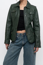 Load image into Gallery viewer, Vintage x DANIER LEATHER Dark Green Fitted Leather Jacket (XXS-S)