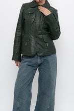 Load image into Gallery viewer, Vintage x DANIER LEATHER Dark Green Fitted Leather Jacket (XXS-S)