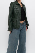 Load image into Gallery viewer, Vintage x DANIER LEATHER Dark Green Fitted Leather Jacket (XXS-S)