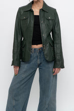 Load image into Gallery viewer, Vintage x DANIER LEATHER Dark Green Fitted Leather Jacket (XXS-S)