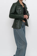 Load image into Gallery viewer, Vintage x DANIER LEATHER Dark Green Fitted Leather Jacket (XXS-S)