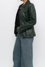 Load image into Gallery viewer, Vintage x DANIER LEATHER Dark Green Fitted Leather Jacket (XXS-S)