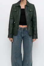 Load image into Gallery viewer, Vintage x DANIER LEATHER Dark Green Fitted Leather Jacket (XXS-S)
