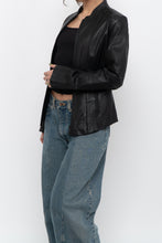 Load image into Gallery viewer, Vintage x DANIER LEATHER Black Butter Leather Double Zip Fitted Jacket (XXS, XS)