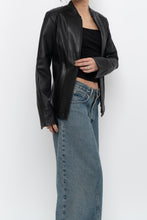 Load image into Gallery viewer, Vintage x DANIER LEATHER Black Butter Leather Double Zip Fitted Jacket (XXS, XS)