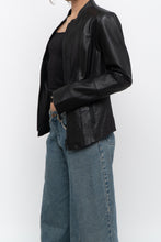 Load image into Gallery viewer, Vintage x DANIER LEATHER Black Butter Leather Double Zip Fitted Jacket (XXS, XS)
